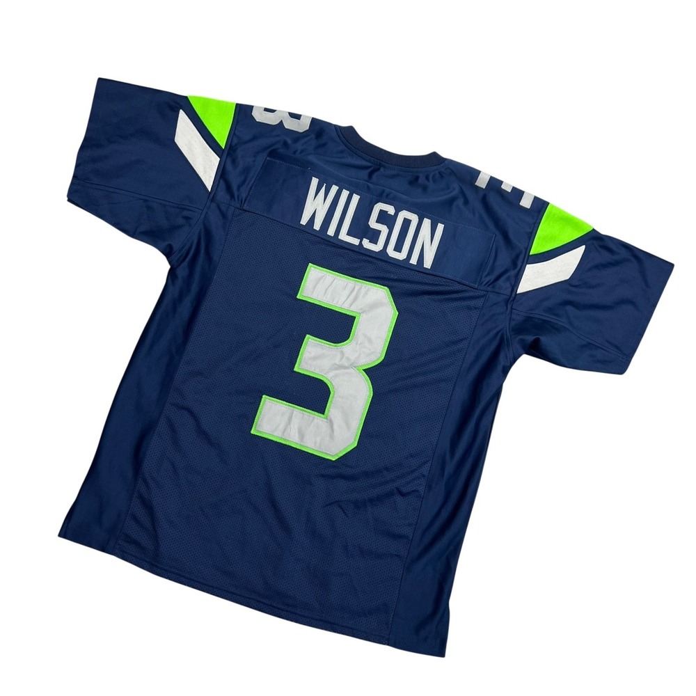 Russell Wilson Seattle Seahawks Jersey Hall of Fame Memorabilia Navy Mens‎ XL